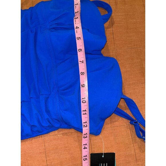 NWT Profile Royal Blue Ruched Tankini Top With Double Straps Size 34D Mrsp $98 - Picture 5 of 10